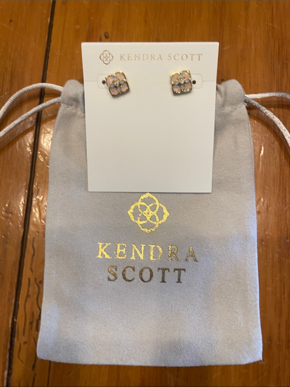 Kendra Scott Dira Stone Stud Earrings gold pink Square Stones